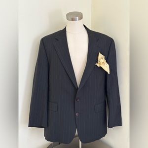 Chaps Ralph Lauren Gray/Black Pink/Purple Stripes 2Button Dress Jacket Size 46 R